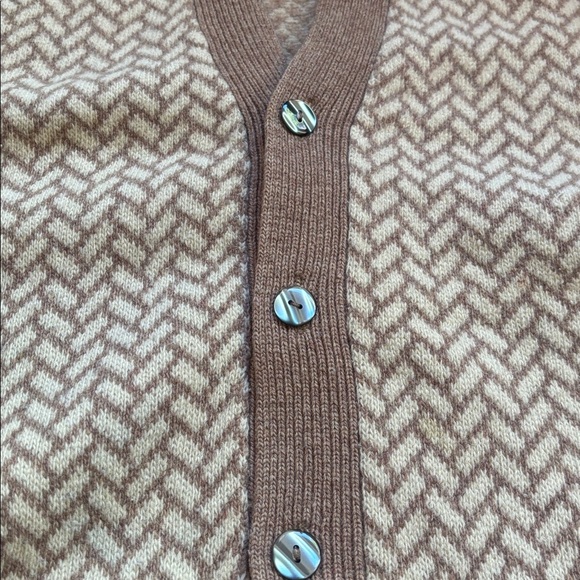 Golden Horse | Vintage 100% Virgin Wool Brown and Cream Knit Vest Size XXL - Picture 4 of 13